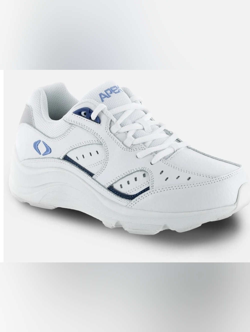 Apex Women's Lace-Up Walking Sneakers in White and Periwinkle - Picture 7 of 16